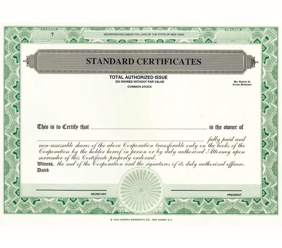 Custom Printed Corporate Certificates